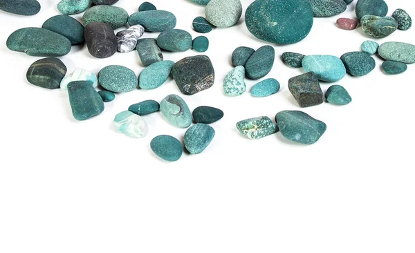 sea stones, pebbles turquoise on a white background