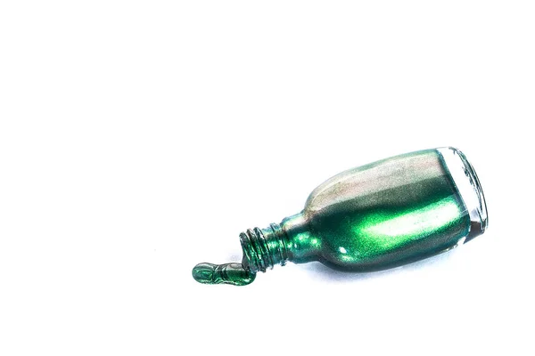 Nail Polish Flows Out Bottle Isolated White Background — Stock Photo, Image