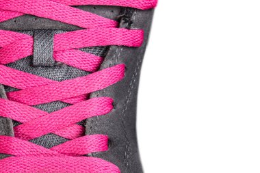 Bağcıklı pembe gri spor ayakkabı dokusu kapat