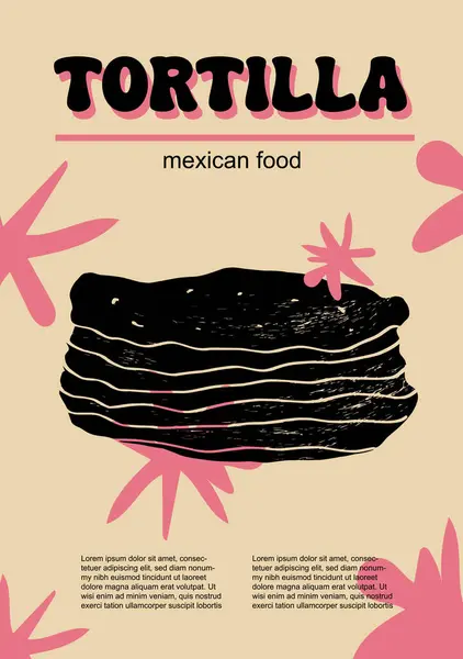 Ensemble Nourriture Mexicaine Illustration Vectorielle Tortillas Gravées Paquet Plats Traditionnels Illustrations De Stock Libres De Droits