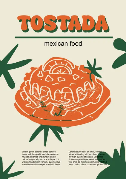 Ensemble Nourriture Mexicaine Illustration Vectorielle Forfait Tostada Gravé Plats Traditionnels Illustrations De Stock Libres De Droits
