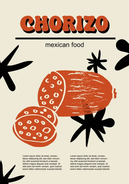 Ensemble Nourriture Mexicaine Illustration Vectorielle Chorizo Gravé Paquet Plats Traditionnels Illustration De Stock