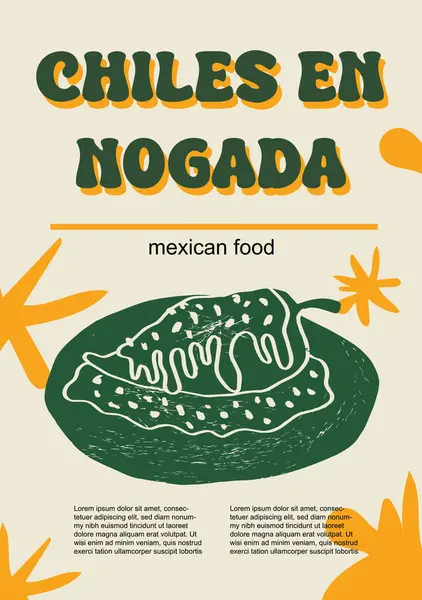 Ensemble Nourriture Mexicaine Illustration Vectorielle Chiles Gravés Nogada Paquet Plats Illustrations De Stock Libres De Droits