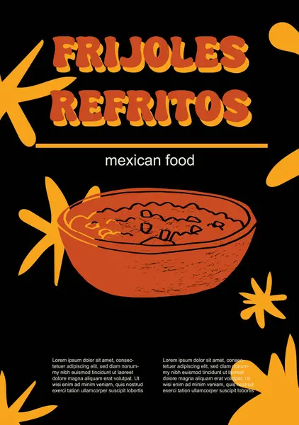 Ensemble Nourriture Mexicaine Illustration Vectorielle Frijoles Gravées Haricots Refritos Paquet Illustration De Stock