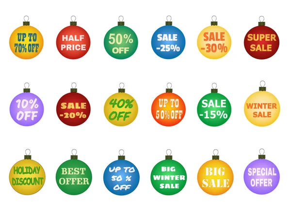 Balls Promotional Offers Seasonal Holiday Sale Suitable Discount Cards Advertisement — Stock Vector