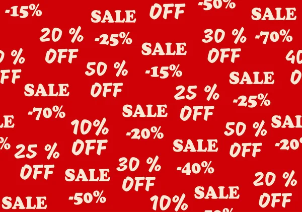 広告デザイン プロモーション 季節とシームレスな赤い背景と休日の販売 包装紙 その他のプロモーション用の製品のパターン 異なる割引率 — ストックベクタ