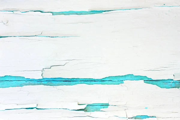Окрашенный Грубым Деревянным Фоном Старая Стена Потрескавшейся Белой Краской Изумрудном — стоковое фото