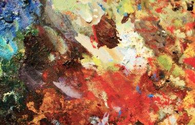 Canlı petrol veya çizim ve boyama için kullanılan sanatçılar palette akrilik boya.