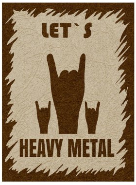 S heavy metal el jest, boynuz, rock festivali vektör gürültü ve doku, mermer ile dokulu arka plan, izin.