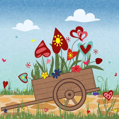 Bulutsuz, Sevgililer günü, Doğum gününü renkli kalpler çiçek aranjman.