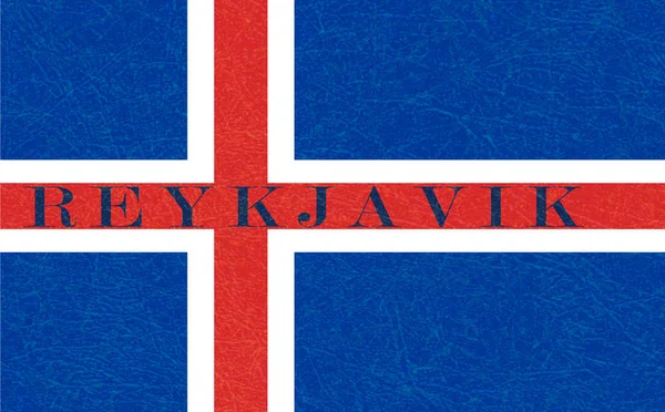 Reykjavik sur fond texturé du drapeau d'Islande, texture grunge . — Image vectorielle