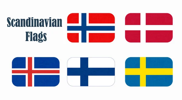 Lijst van vlaggen van Scandinavische landen in cirkel — Stockfoto