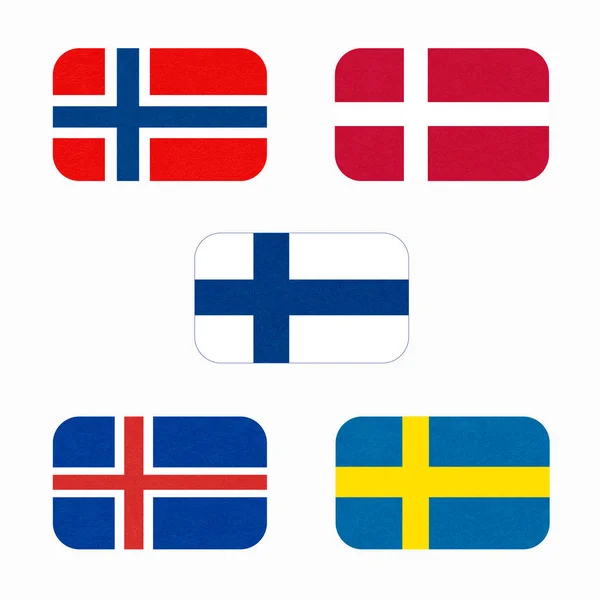Flags of Scandinavia, scandinavian northern states, nordic countries banners icons. — Stock Photo, Image