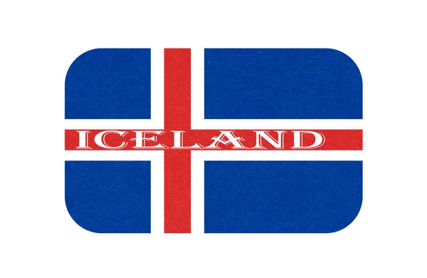 冰岛国旗 孤立的图标的冰盖横幅与划痕纹理 斯堪的纳维亚北方国家 扁平的样式 矢量例证与噪声 大理石纹理的背景 — 图库矢量图片