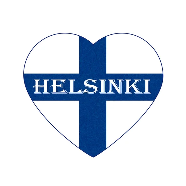 Bandera de Finlandia en forma de corazón, país nórdico escandinavo, bandera finlandesa aislada con textura rayada, grunge . — Vector de stock