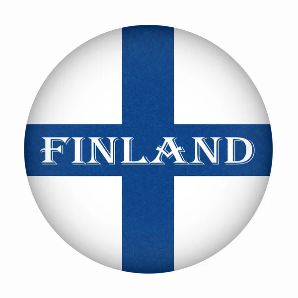 Vlajka Finska v kruhu tvar, skandinávské země Severní, izolované finský nápis s texturou, poškrábaný, grunge. — Stockový vektor