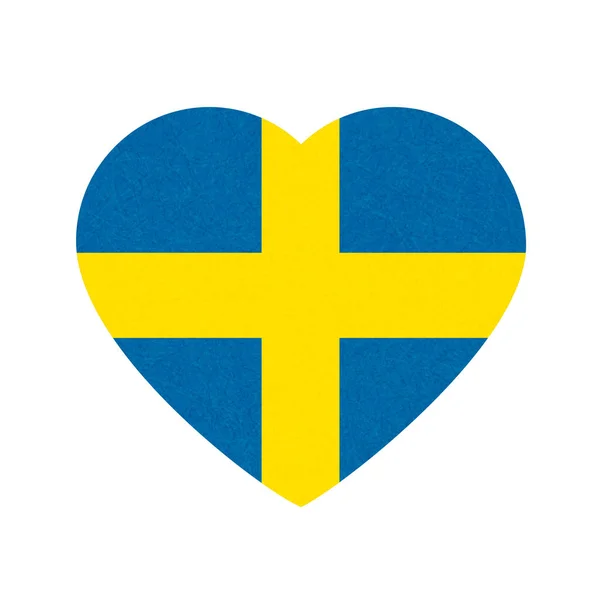 Sweden Flag Heart Shape Scandinavian Country Isolated Swedish Banner Scratched — Stock Vector