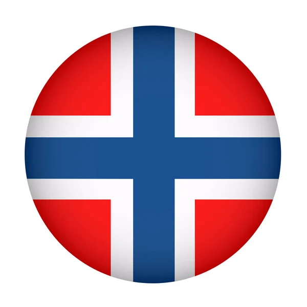 Drapeau de Norvège en forme de cercle, bouton isolé de la bannière norvégienne . — Image vectorielle