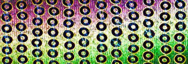 Parlak arka plan üzerinde siyah payetler, disko floresan desen 80s, neon poster.