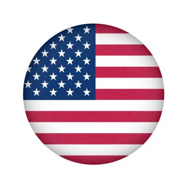 ABD 'nin grunge bayrağı. Daire şeklinde çizilmiş doku ile izole Amerikan afiş. Düz stil, gürültü ile vektör, mermer dokulu arka plan.