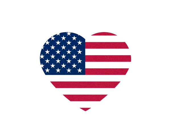 Bandeira Grunge dos EUA. Bandeira americana isolada com textura riscada no coração. Estilo plano, vetor com ruído, fundo texturizado em mármore . — Vetor de Stock