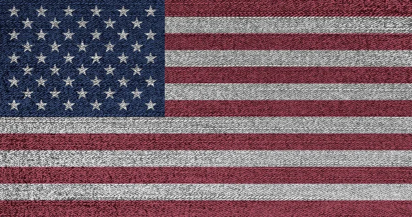 Grunge verblasste Flagge der USA. isoliertes amerikanisches Banner auf Jeansstoff. rustikaler Vintage-Stil. US-Unabhängigkeit, Gedenktag. — Stockfoto