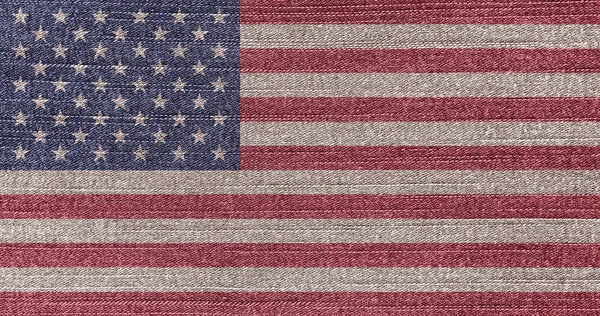 Grunge bleka sjunka av USA. Isolerad amerikansk banner på denim tyg. Rustik vin Tage stil. USA: s självständighet, Memorial Day. — Stockfoto