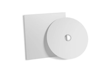 CD disk ve karton ambalaj kapağı şablonu oluşturuldu. Digipak kutu karton CD sürücü. Damgalama tasarımı ya da metni için beyaz boşlukla. Arka planda izole edilmiş. 3d oluşturma.