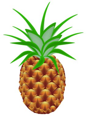 Olgun meyve tüm ananas beyaz arka plan üzerinde izole.