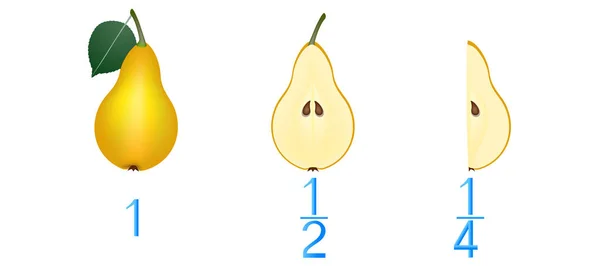 Gry Matematyczne Dla Dzieci Badanie Liczby Frakcje Przykład Gruszek — Wektor stockowy