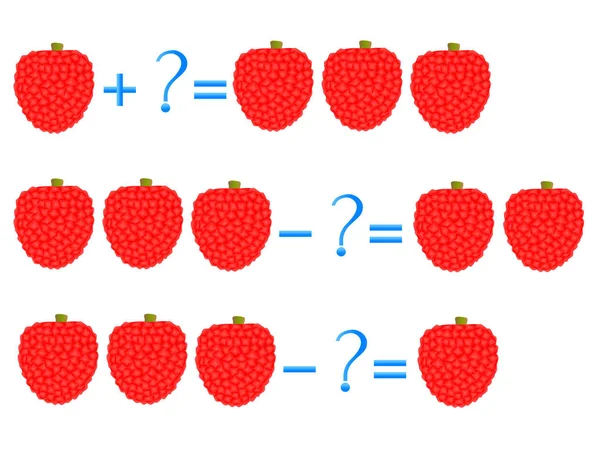 Action Relation Addition Soustraction Exemples Avec Litchi Jeux Éducatifs Pour — Image vectorielle