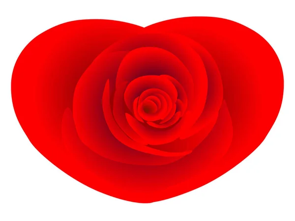 Red Rose Shape Heart Isolated White Background — Stock Vector