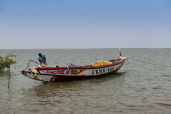 Cacheu ギニアビサウ共和国 2018 漁師のギニアビサウで Cacheu の市の港でカヌーの準備 — ストック写真