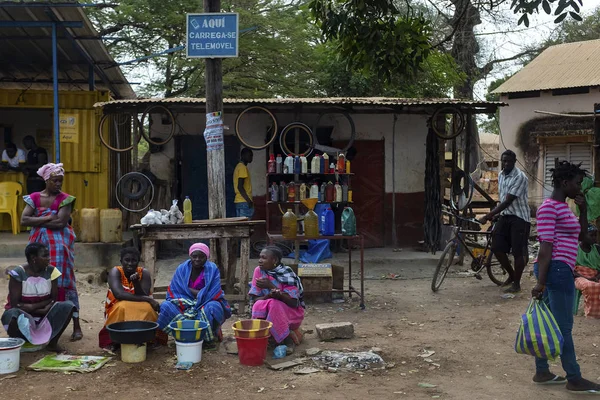 Quinhamel Republiek Guinee Bissau Februari 2018 Leveranciers Een Straatmarkt Het — Stockfoto
