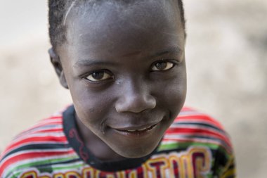 Orango Adası, Gine-Bissau 3 Şubat 2018: Orango Adası Eticoga Köyü, güzel bir çocuk portresi.