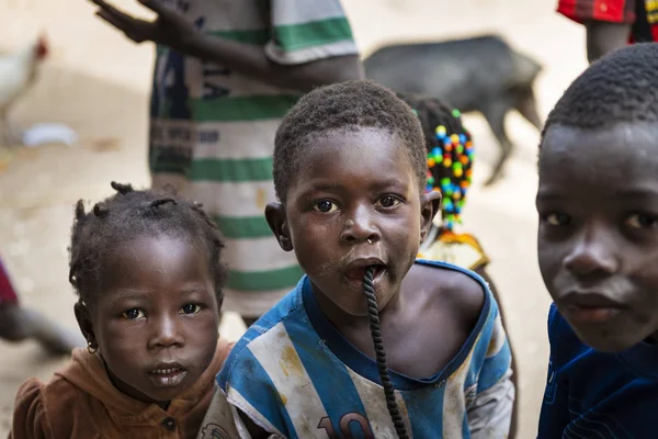 Île Orango Guinée Bissau Février 2018 Groupe Enfants Village Eticoga — Photo