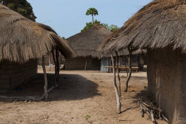 Orango Island, Gine Bissau Eticoga Köyü, (kulübe) geleneksel evler