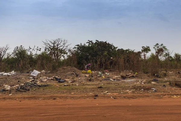 Bissau Bissau Guineai Köztársaság 2018 Február Gyűjtése Szemetet Hulladéklerakó Bissau — Stock Fotó