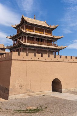 Ayrıntı Jiayuguan kale Gansu Eyaleti, Çin Jiayuguan şehri yakınlarında bir kulenin