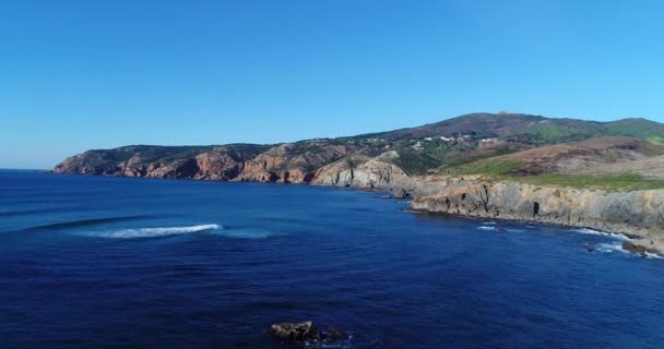 Letecký Pohled Pobřeží Nedaleko Pláže Guincho Cascais Portugalsko Mys Roca — Stock video
