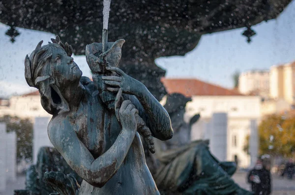 Detalle Una Fuente Plaza Rossio Ciudad Lisboa Portugal —  Fotos de Stock