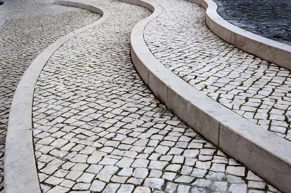 Detail Des Schönen Portugiesischen Pflasters Calcada Portuguesa Der Stadt Lissabon — Stockfoto