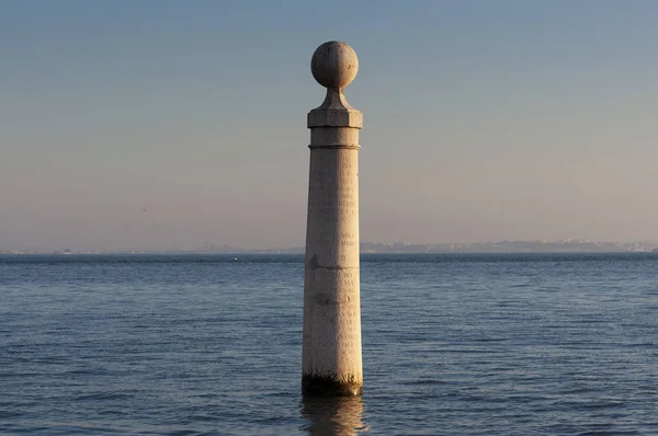 Détail Une Des Colonnes Cais Das Colunas Tage Dans Ville — Photo