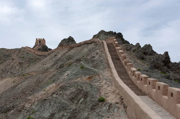 Vista Passo Jiayu Província Gansu China Com Montanhas Fundo — Fotografia de Stock