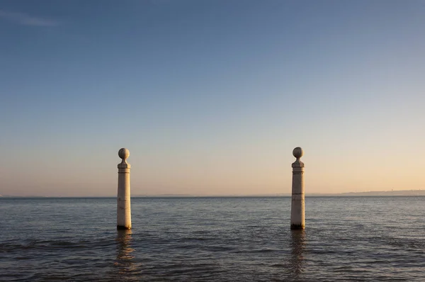 Vue Cais Das Colunas Dans Ville Lisbonne Portugal — Photo