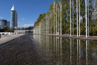 Lisbon, Portekiz - 23 Haziran 2018: Görünümünü Park of Nations (Parque das Nacoes) şehir Lizbon, Portekiz.