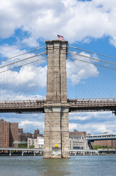 Detail of the Brooklyn Bridge in New York City, USA