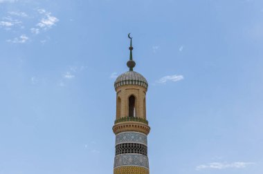 Kaşgar kentindeki Id Kah Camii'nin minaresi detayı, Sincan, Çin.