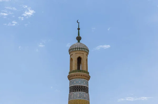 Λεπτομέρεια Ενός Μιναρού Του Τζαμί Στην Πόλη Του Kashgar Σινγιάνγκ — Φωτογραφία Αρχείου