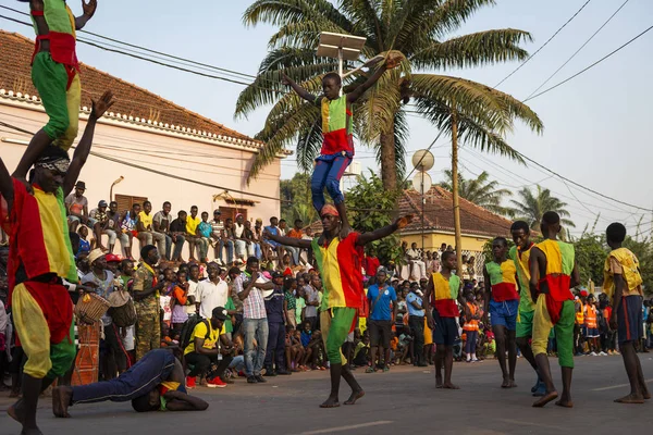 Bissau Republic Guinea Bissau February 2018 Group Boys Performing Carnival — Stock Photo, Image